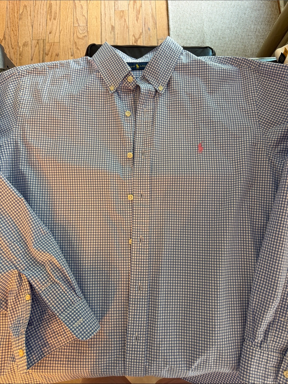Ralph Lauren Men’s Blue and White Gingham Button-Down Shirt